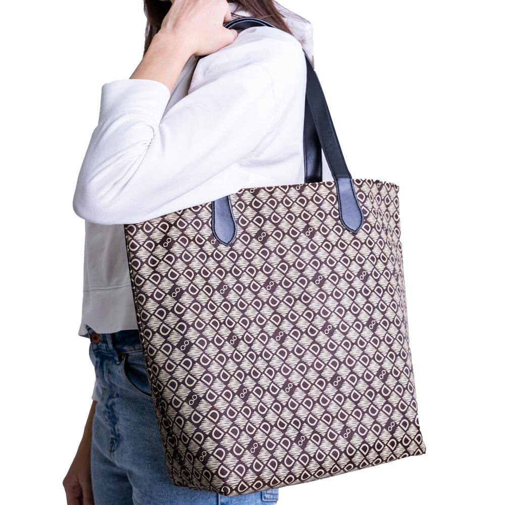 DASTI Reversible Tote Bag Large Waterproof Brown Monogram & Orange Travel Bag